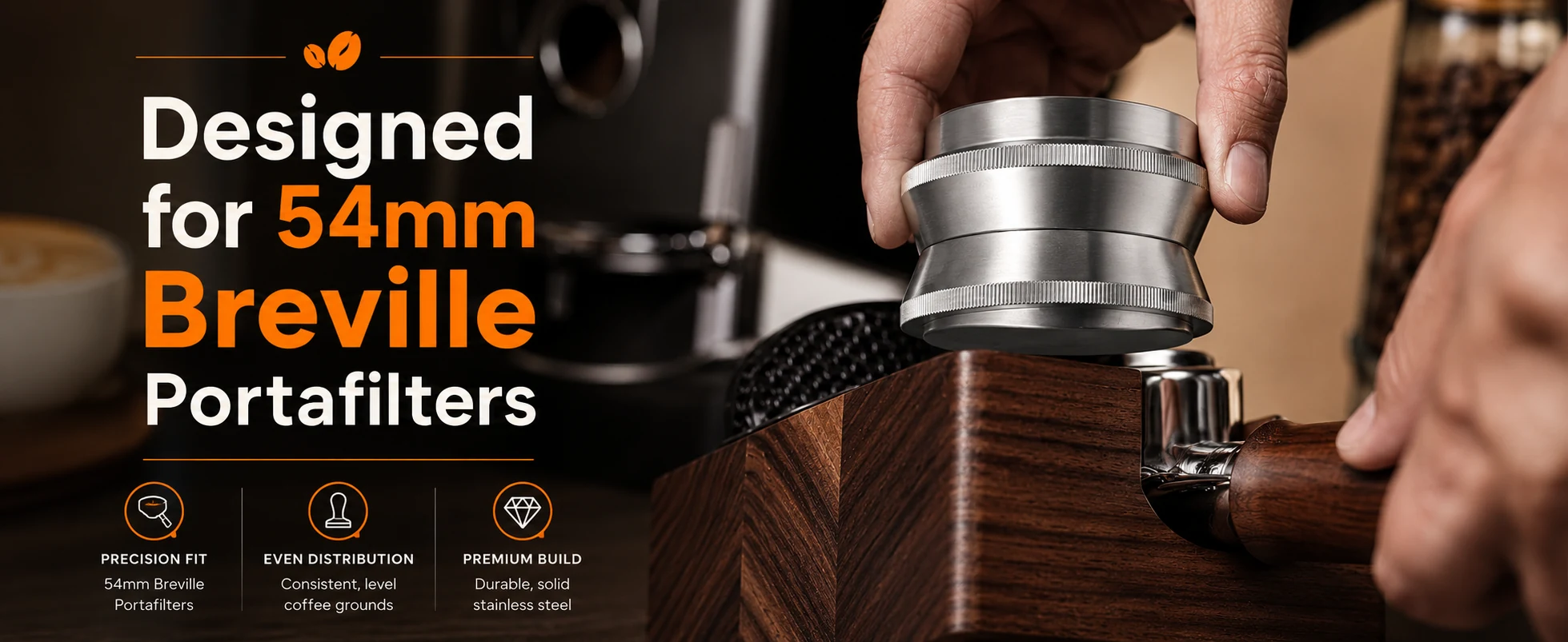 Aihomo coffee distributor and tamper for 54 mm Breville portafilters