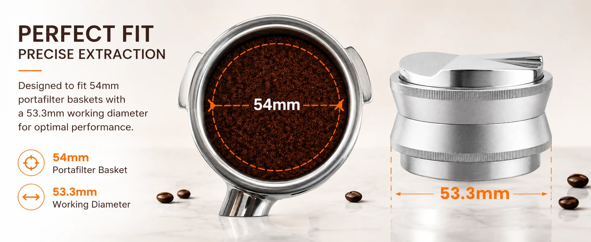 Coffee distributor fit for 54 mm portafilter baskets