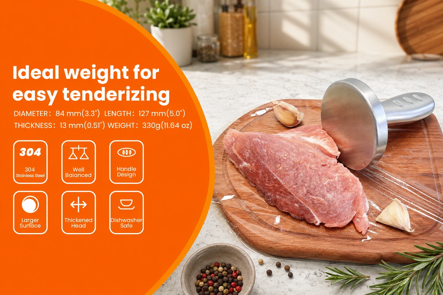 Aihomo stainless steel meat pounder